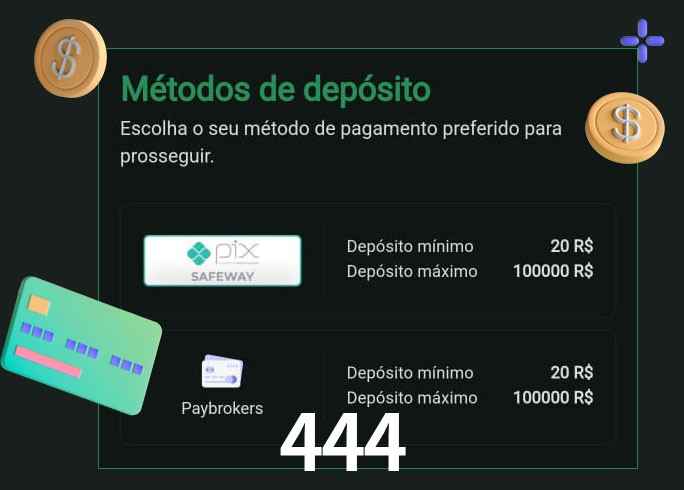 O cassino 444 oferece uma grande variedade de métodos de pagamento